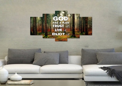 God Has A Plan - Trust It, Live It, Enjoy It Wall Art Canvas Print - Christian Canvas Wall Art