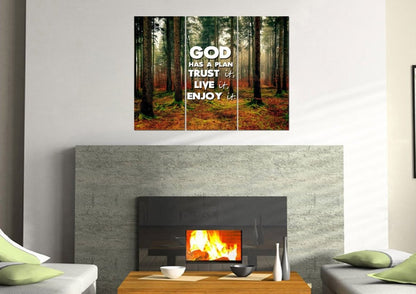 God Has A Plan - Trust It, Live It, Enjoy It Wall Art Canvas Print - Christian Canvas Wall Art