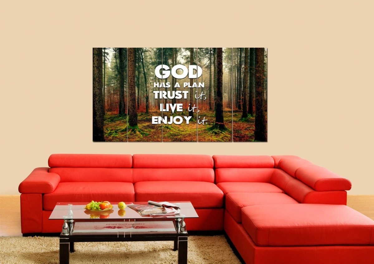 God Has A Plan - Trust It, Live It, Enjoy It Wall Art Canvas Print - Christian Canvas Wall Art