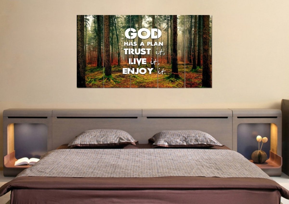 God Has A Plan - Trust It, Live It, Enjoy It Wall Art Canvas Print - Christian Canvas Wall Art