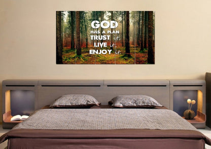 God Has A Plan - Trust It, Live It, Enjoy It Wall Art Canvas Print - Christian Canvas Wall Art