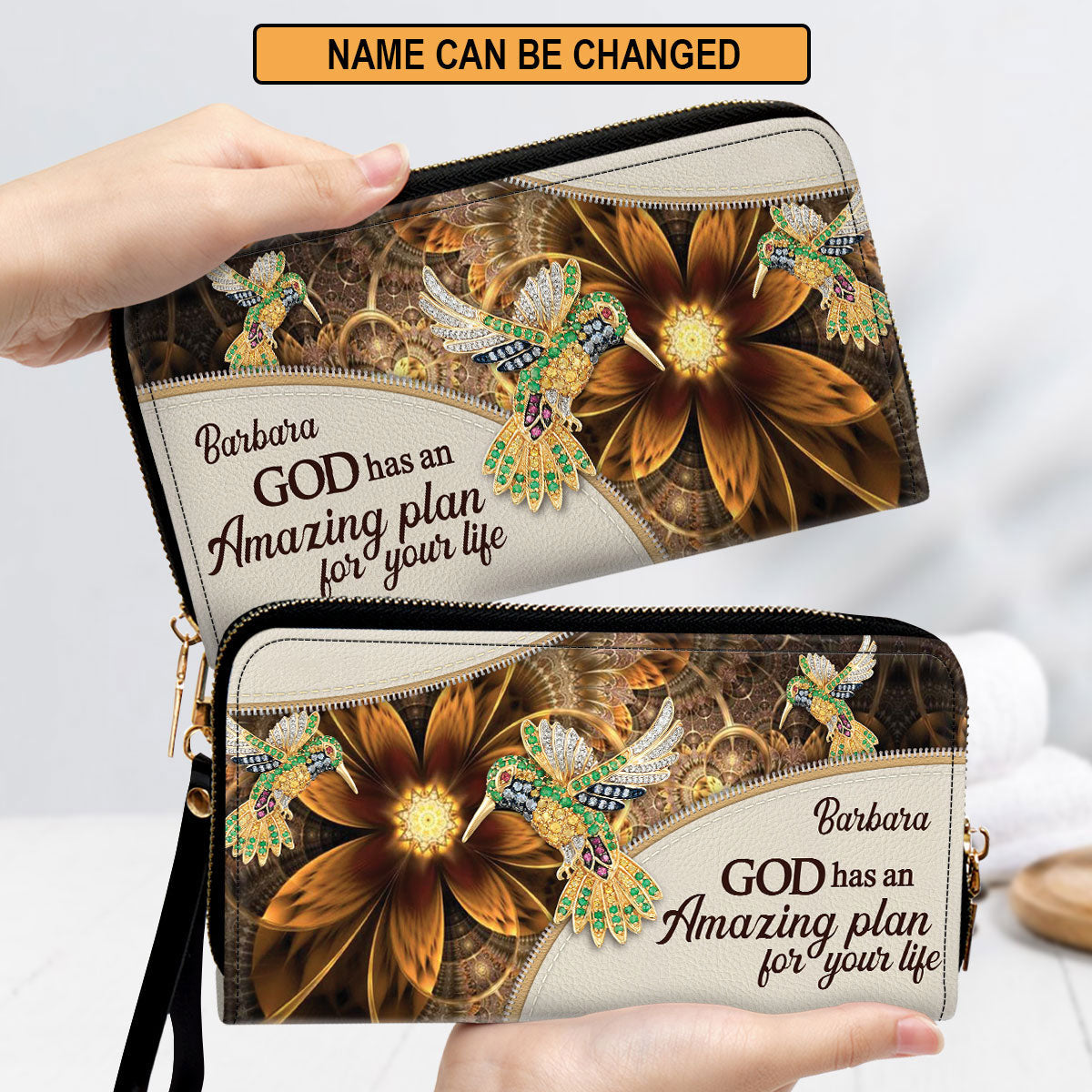 God Has An Amazing Plan For Your Life Clutch Purse For Women - Personalized Name - Christian Gifts For Women