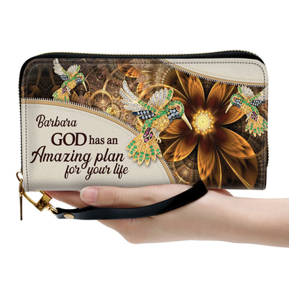 God Has An Amazing Plan For Your Life Clutch Purse For Women - Personalized Name - Christian Gifts For Women