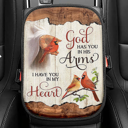 God Has You In His Arms Seat Box Cover, Jesus Hand Red Cardinal Car Center Console Cover, Christian Car Interior Accessories
