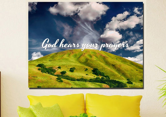 God Hears Your Prayers Wall Art Canvas Print - Christian Canvas Wall Art