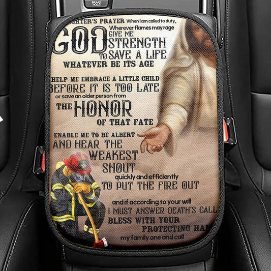 God Helping Firefighter Seat Box Cover, Firefighter's Prayer, Christian Car Interior Accessories