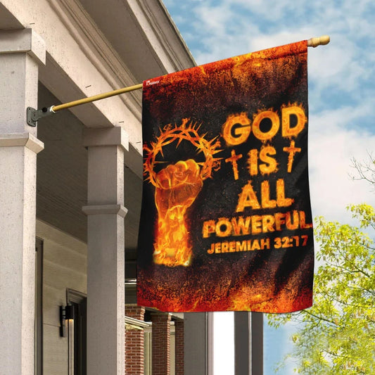 God Is All Powerful Jeremiah 3217 Christian Flag - Outdoor Christian House Flag - Christian Garden Flags