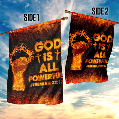 God Is All Powerful Jeremiah 3217 Christian Flag - Outdoor Christian House Flag - Christian Garden Flags