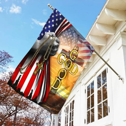 God Is Good All The Time Christian Cross American Flag - Outdoor Christian House Flag - Christian Garden Flags