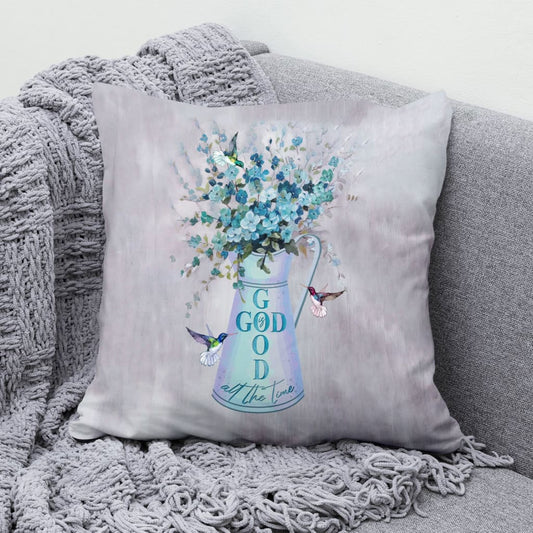 God Is Good All The Time Hummingbird Flower Throw Pillow