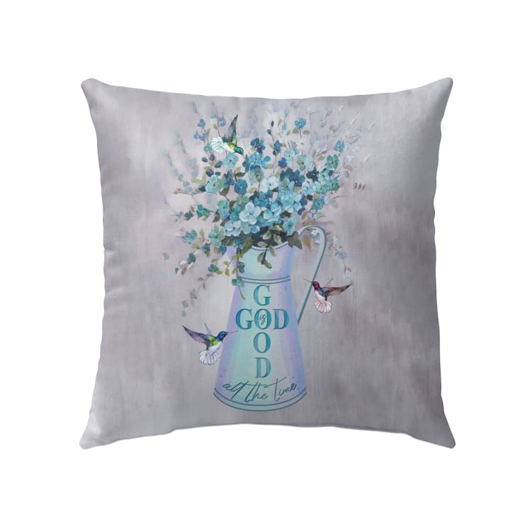 God Is Good All The Time Hummingbird Flower Throw Pillow