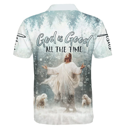 God Is Good All The Time Jesus And Lamb Polo Shirt - Christian Shirts & Shorts
