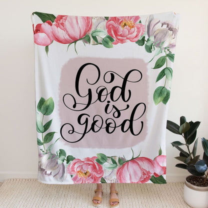 God Is Good Fleece Blanket - Christian Blanket - Bible Verse Blanket