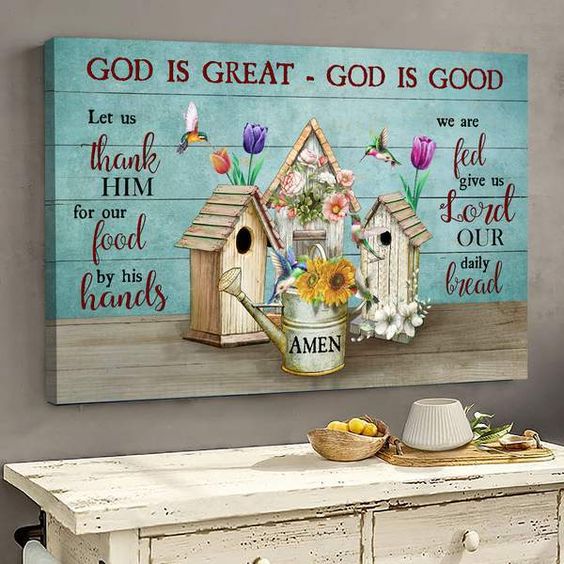 God Is Great God Is Good Canvas Wall Art - Christian Poster - Religious Wall Decor