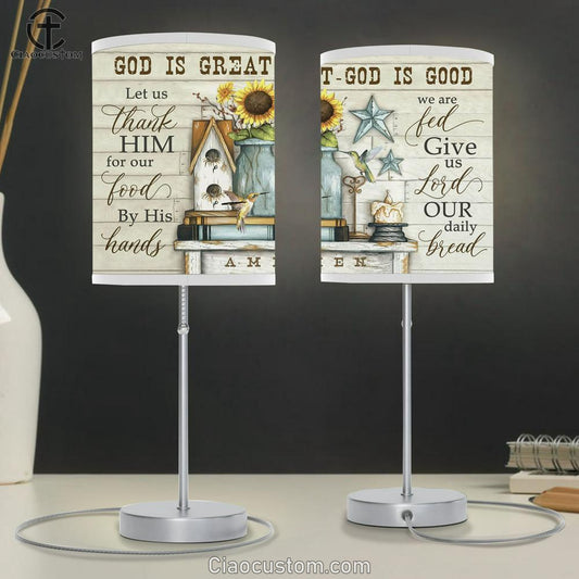 God Is Great God Is Good Sunflower Large Table Lamp Art - Christian Lamp Art Home Decor - Religious Table Lamp Prints