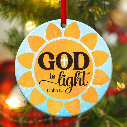 God Is Light - Sunflower Ceramic Circle Ornament - Christian Gift For Friends - Unique Gifts