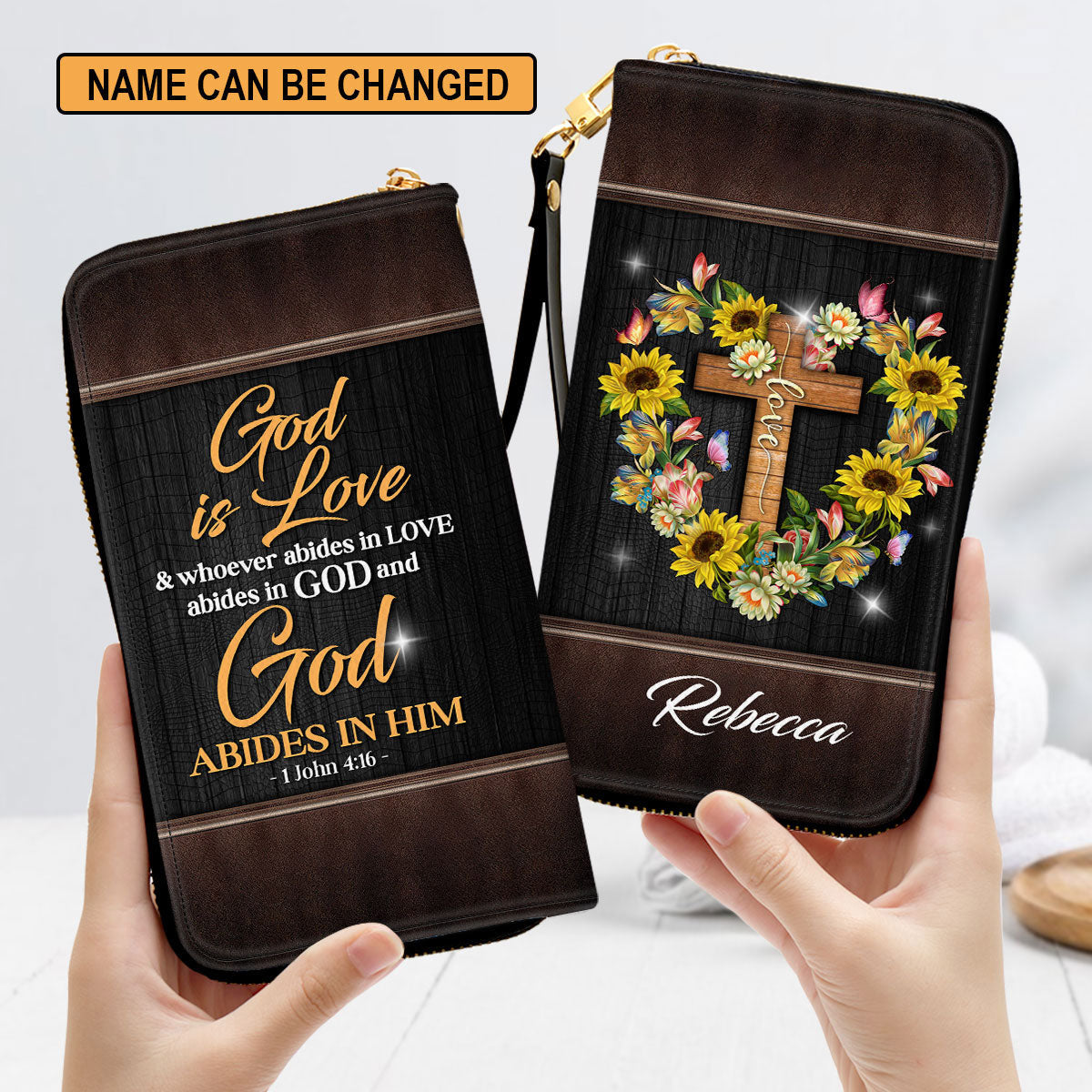 God Is Love 1 John 4 16 Clutch Purse For Women - Personalized Name - Christian Gifts For Women