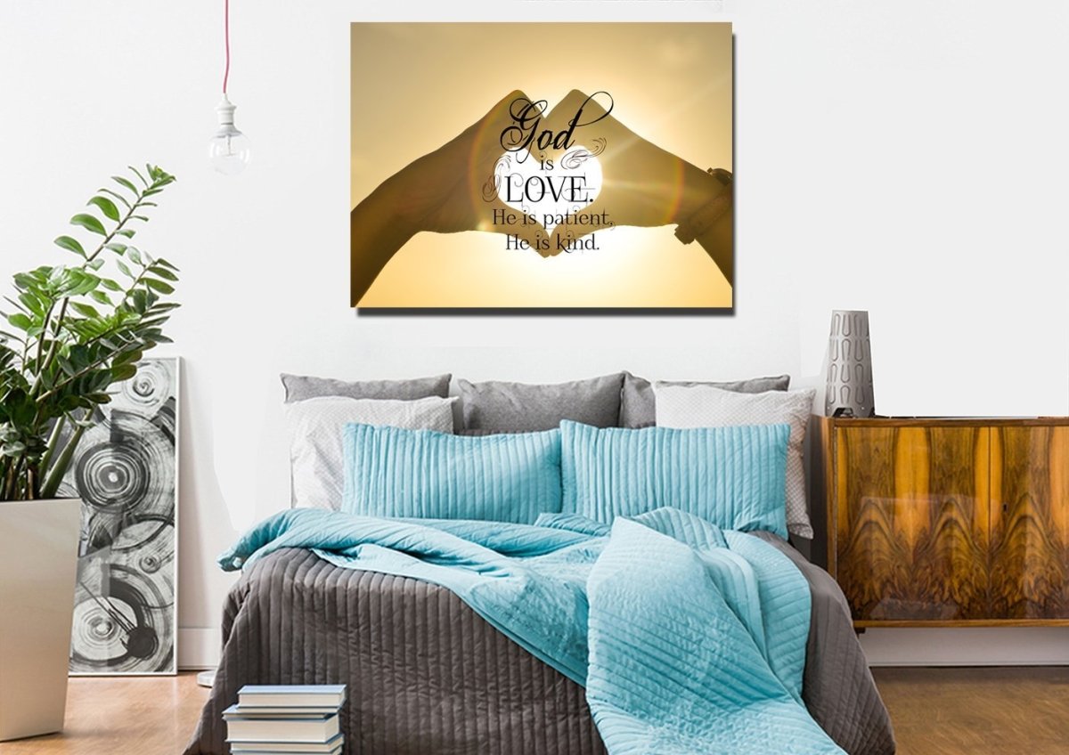 God Is Love He Is Patient He Is Kind Wall Art Canvas Print - Christian Canvas Wall Art