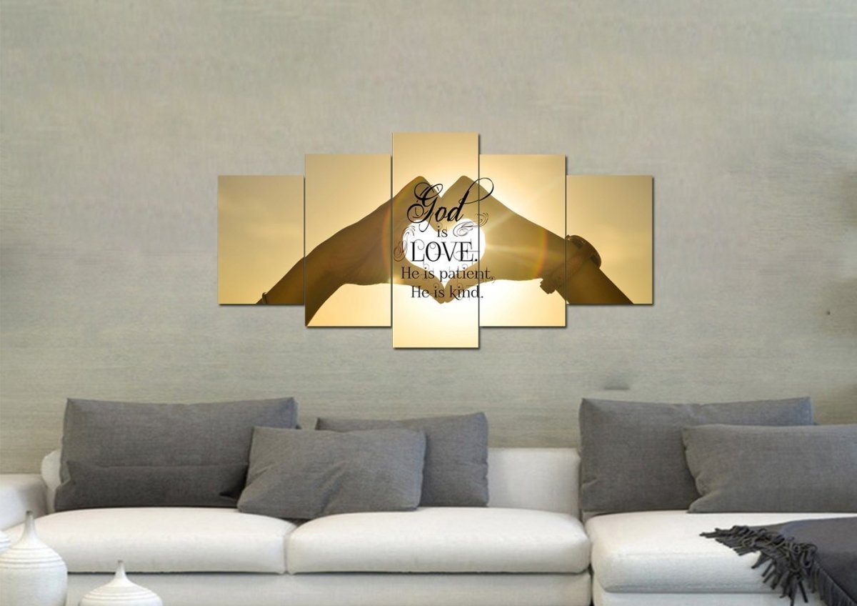 God Is Love He Is Patient He Is Kind Wall Art Canvas Print - Christian Canvas Wall Art