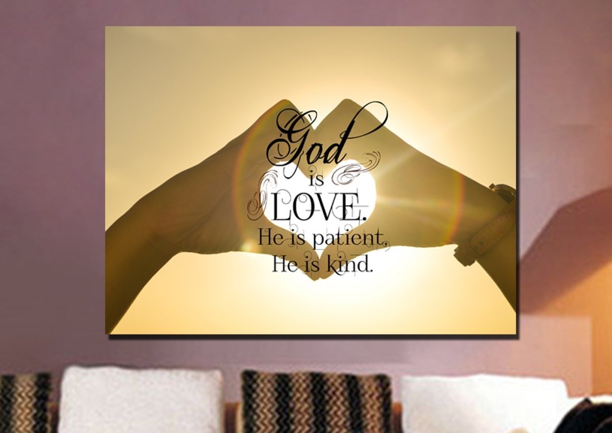 God Is Love He Is Patient He Is Kind Wall Art Canvas Print - Christian Canvas Wall Art
