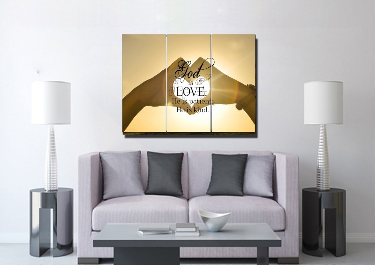 God Is Love He Is Patient He Is Kind Wall Art Canvas Print - Christian Canvas Wall Art