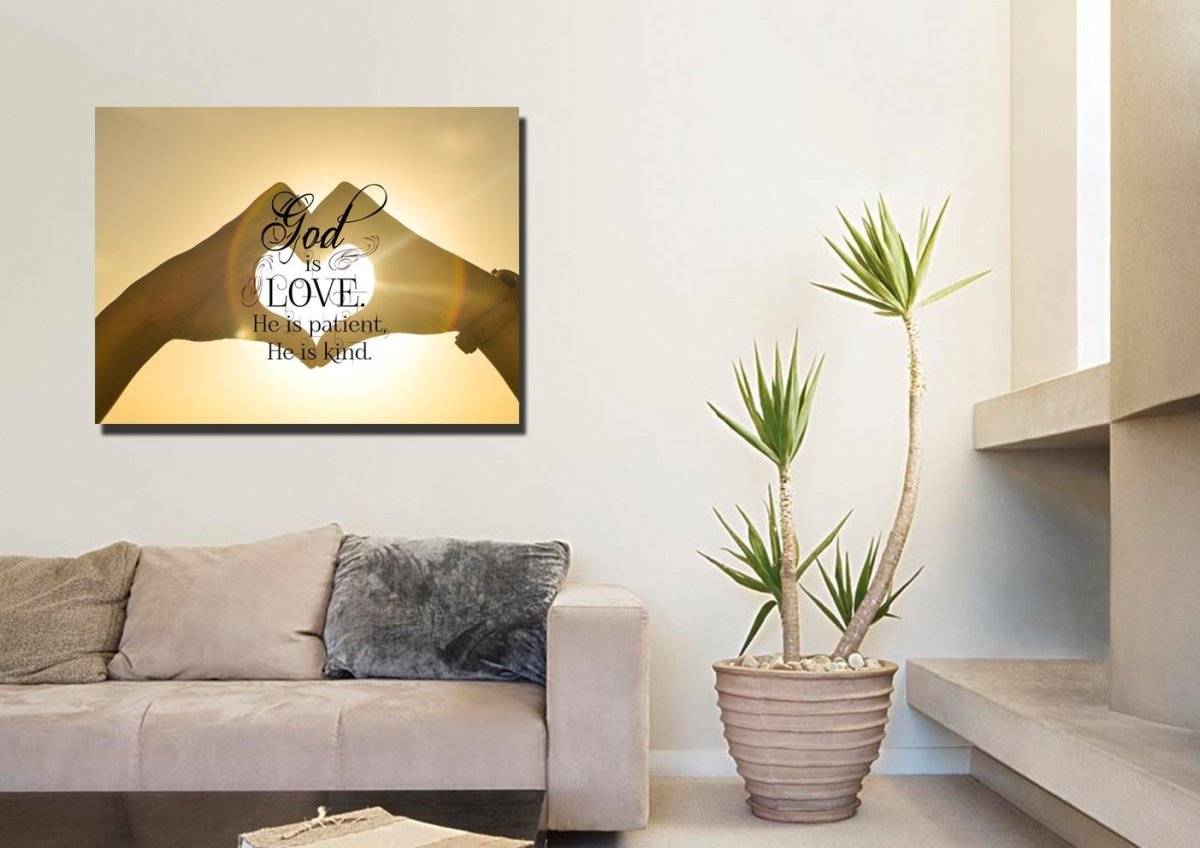 God Is Love He Is Patient He Is Kind Wall Art Canvas Print - Christian Canvas Wall Art