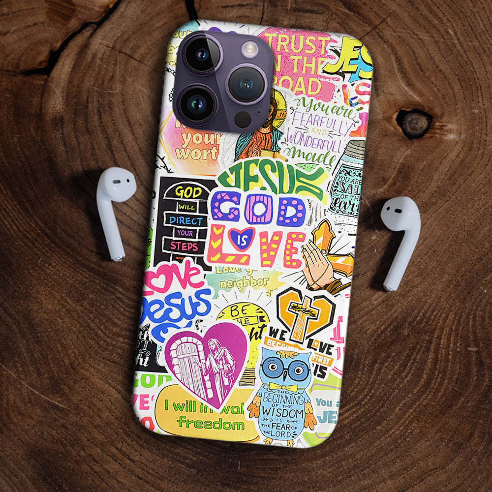 God Is Love Sticker Personalized Phone Case - Christian Phone Case - Bible Verse Phone Case