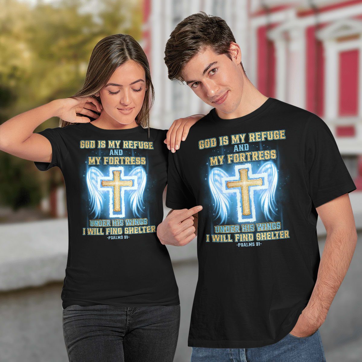 God Is My Refuge And My Fortress Under His Wings I Will Find Shelter T-Shirt, Jesus Sweatshirt Hoodie, Faith T-Shirt