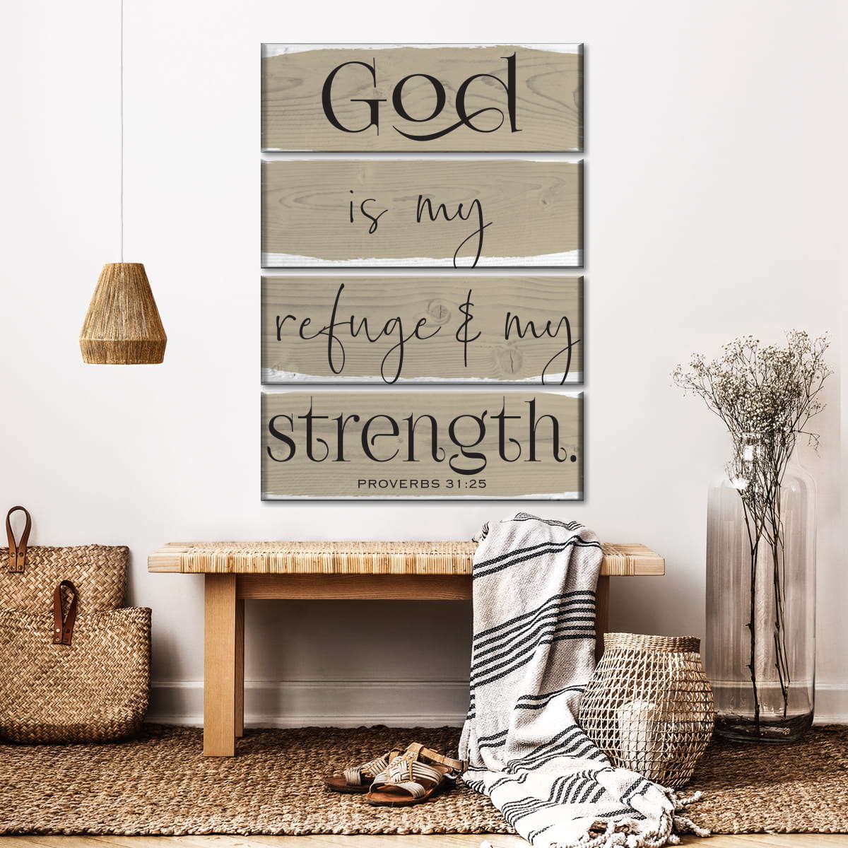 God Is My Refuge Canvas Wall Art - Canvas Religious Wall Art - Christian Wall Decor Living Room