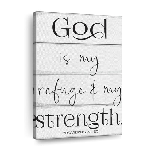 God Is My Refuge Wood Panels Canvas Wall Art - Canvas Religious Wall Art - Christian Wall Decor Living Room