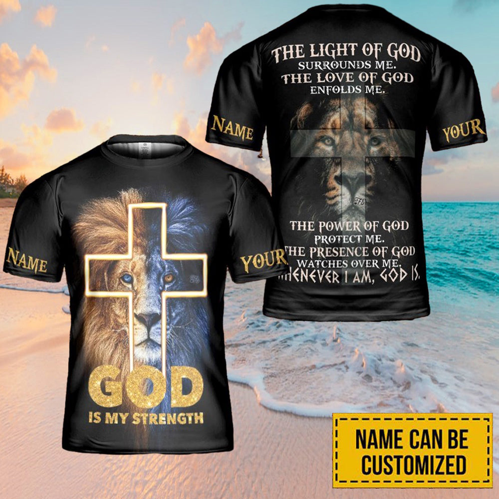 God Is My Strength Customized Name Jesus 3D Printed T Shirts
