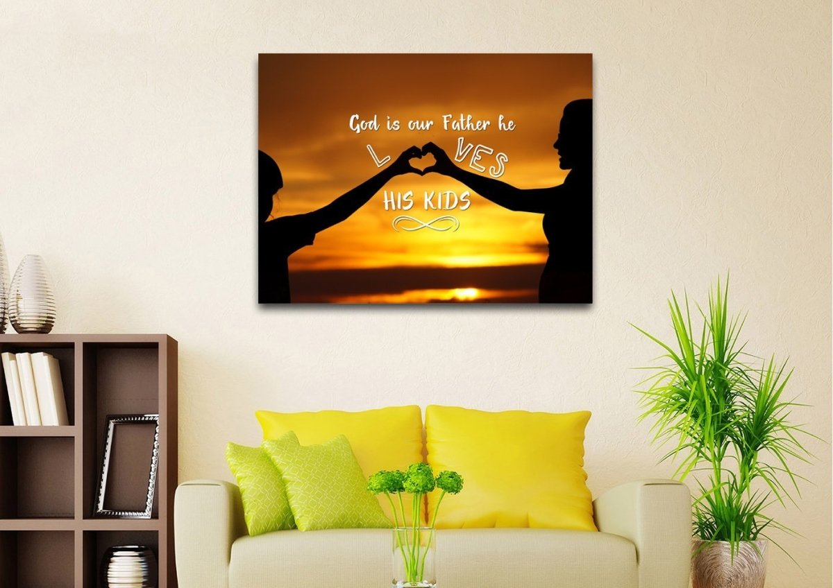 God Is Our Father He Loves His Kids Wall Art Canvas Print - Christian Canvas Wall Art
