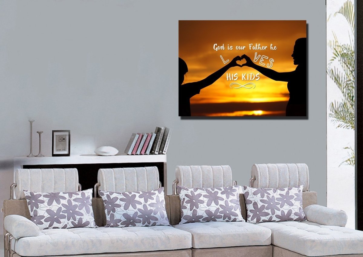 God Is Our Father He Loves His Kids Wall Art Canvas Print - Christian Canvas Wall Art