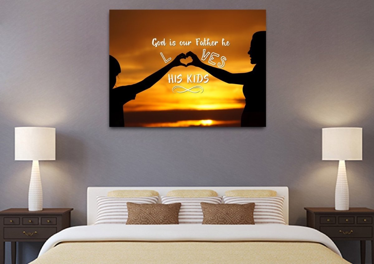 God Is Our Father He Loves His Kids Wall Art Canvas Print - Christian Canvas Wall Art