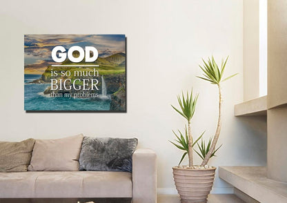 God Is So Much Bigger Than My Problems Wall Art Canvas Print - Christian Canvas Wall Art