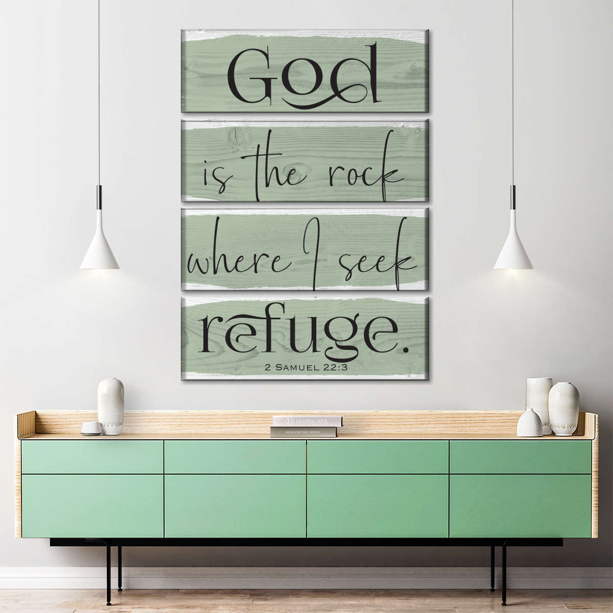 God Is The Rock Wood Color Canvas Wall Art - Canvas Religious Wall Art - Christian Wall Decor Living Room