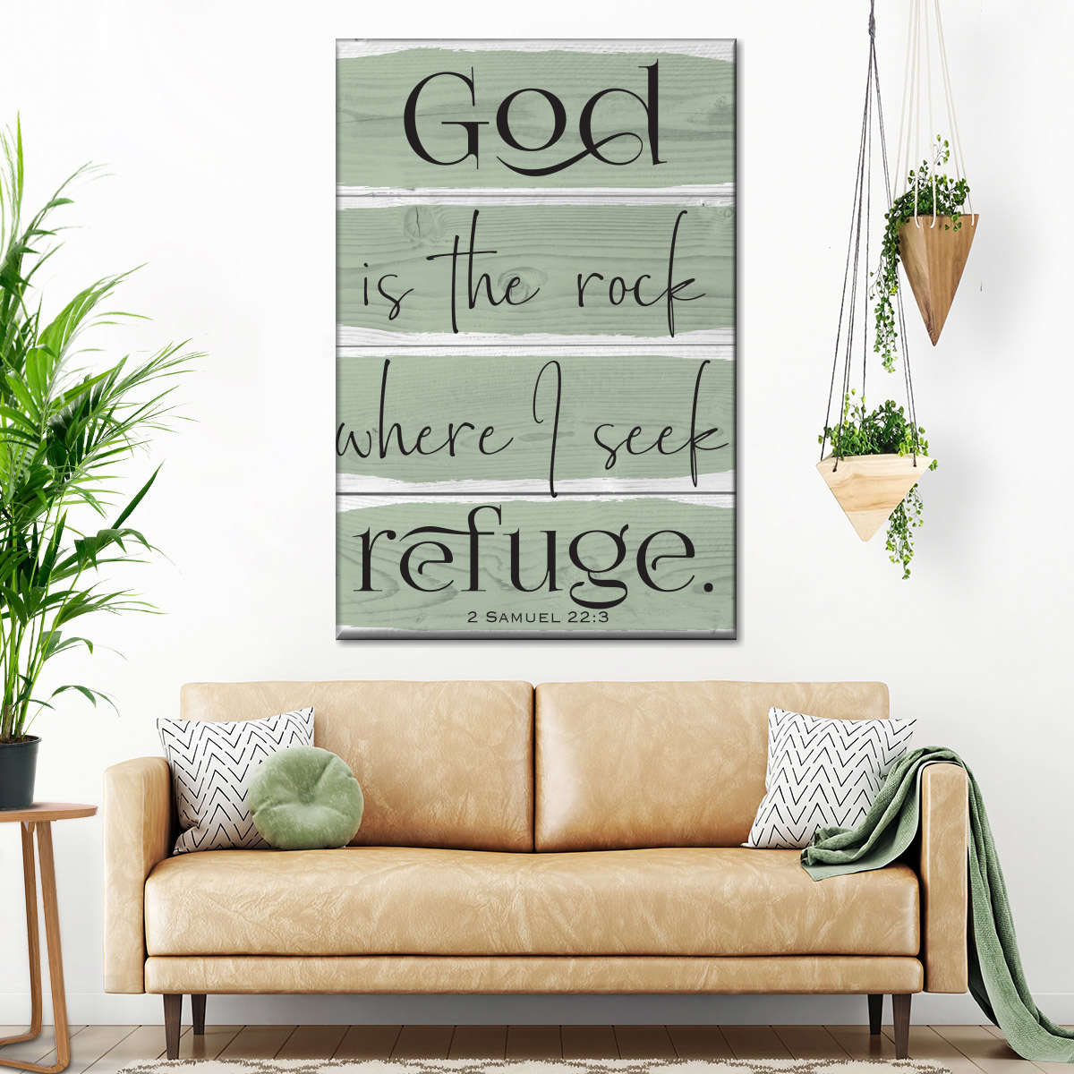 God Is The Rock Wood Color Canvas Wall Art - Canvas Religious Wall Art - Christian Wall Decor Living Room