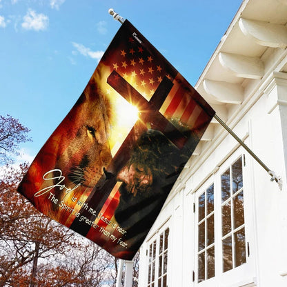 God Is With Me Jesus Is Near American House Flags - Christian Garden Flags - Outdoor Christian Flag