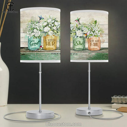 God Is Within Her, She Will Not Fail Hummingbird, Gorgeous Flower Lamp Art Table Lamp - Christian Lamp Art - Religious Art
