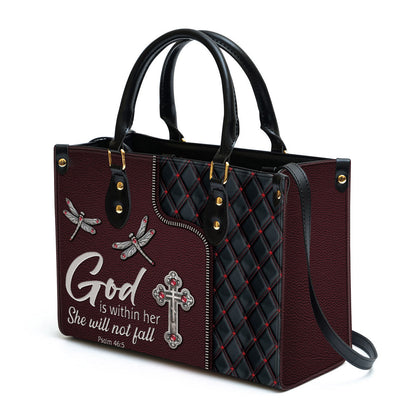 God Is Within Her She Will Not Fall - Pretty Cross Leather Bag - Christian Pu Leather Bags For Women