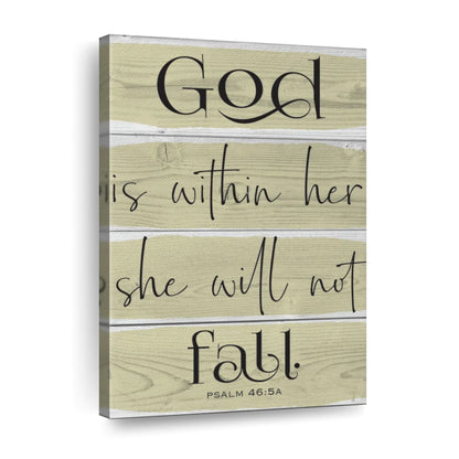 God Is Within Her She Will Not Fall Canvas Wall Art - Canvas Religious Wall Art - Christian Wall Decor Living Room