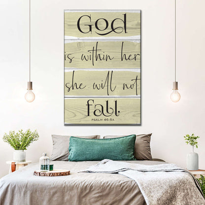 God Is Within Her She Will Not Fall Canvas Wall Art - Canvas Religious Wall Art - Christian Wall Decor Living Room