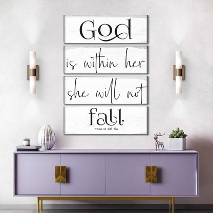 God Is Within Her She Will Not Fall Canvas Wall Art 1 - Canvas Religious Wall Art - Christian Wall Decor Living Room