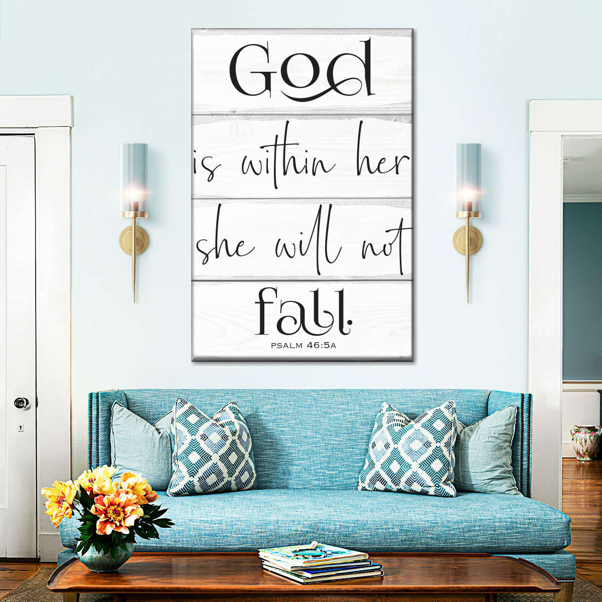 God Is Within Her She Will Not Fall Canvas Wall Art 1 - Canvas Religious Wall Art - Christian Wall Decor Living Room