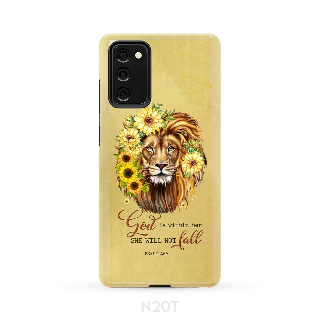 God Is Within Her She Will Not Fall Sunflower Lion Phone Case - Christian Phone Cases - Religious Phone Case