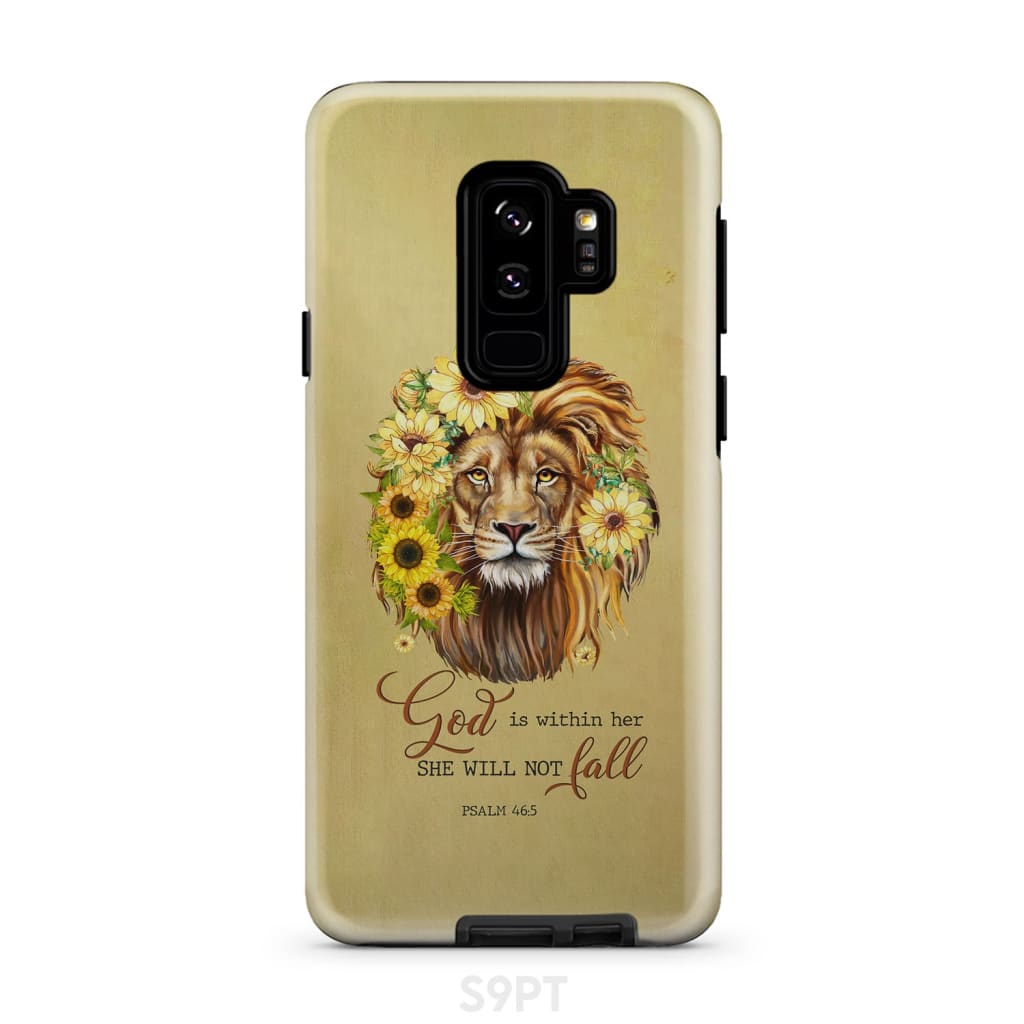 God Is Within Her She Will Not Fall Sunflower Lion Phone Case - Christian Phone Cases - Religious Phone Case