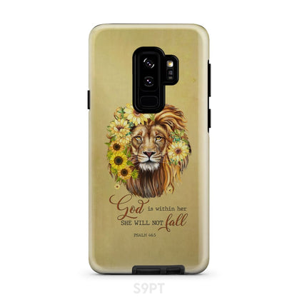 God Is Within Her She Will Not Fall Sunflower Lion Phone Case - Christian Phone Cases - Religious Phone Case