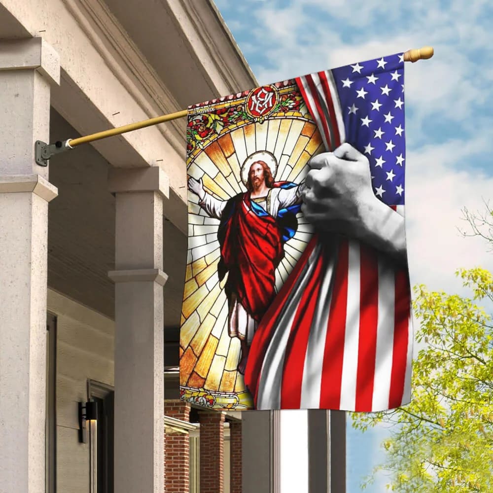 God Jesus Christian American House Flags - Christian Garden Flags - Outdoor Christian Flag