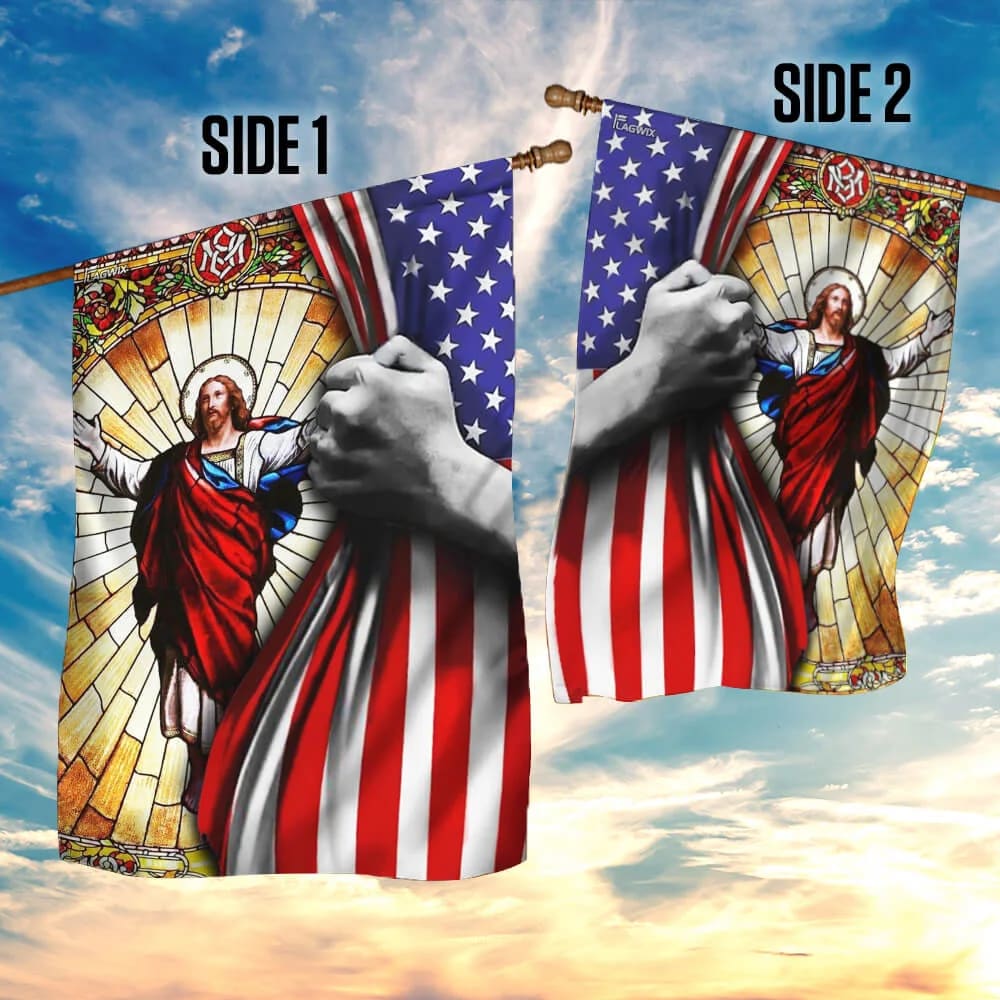 God Jesus Christian American House Flags - Christian Garden Flags - Outdoor Christian Flag