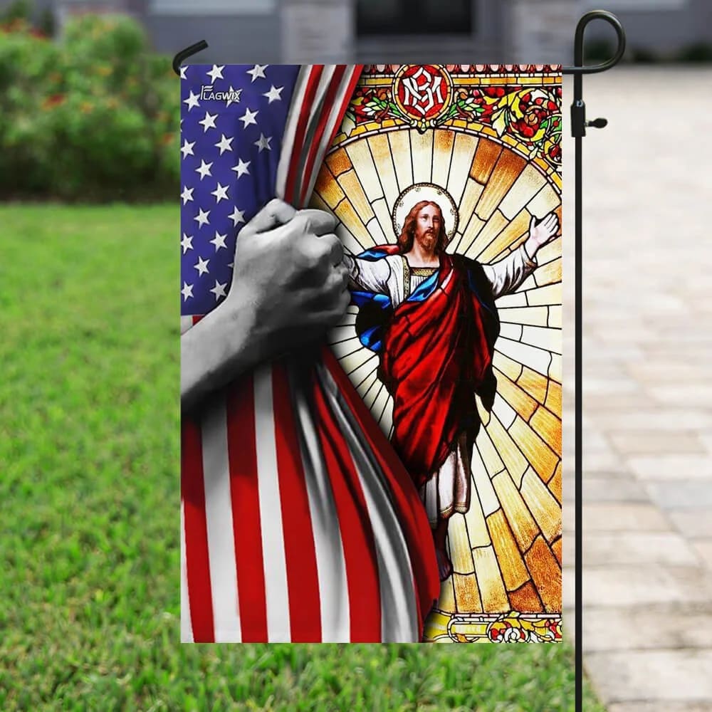 God Jesus Christian American House Flags - Christian Garden Flags - Outdoor Christian Flag
